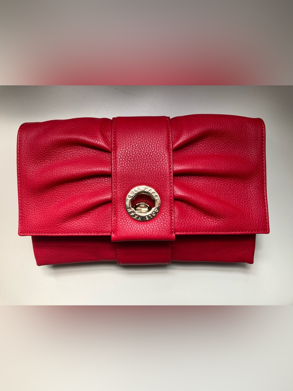 Cole Haan Red Fold-Over Clutch with Gold Accent